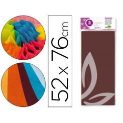 Papel seda LIDERPAPEL 52x76cm 18g/m2 bolsa de 5 hojas marron