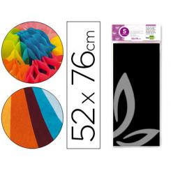 Papel seda LIDERPAPEL 52x76cm 18g/m2 bolsa de 5 hojas negro