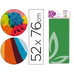 Papel seda LIDERPAPEL 52x76cm 18g/m2 bolsa de 5 hojas verde