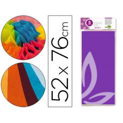 Papel seda LIDERPAPEL 52x76cm 18g/m2 bolsa de 5 hojas violeta