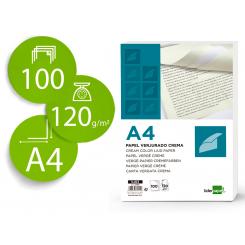 Papel Verjurado LIDERPAPEL A4 120gr/m2 Crema Paquete De 100 Hojas