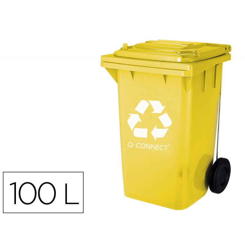 papelera-contenedor-q-connect-plastico-amarillo-para-plasticos-y-envases-metalicos-100l-con-tapa-y-ruedas-750x470x370-mm