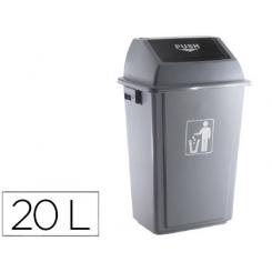 Papelera contenedor Q-CONNECT plastico con tapa de balancin 20 litros gris 340x240x450 mm