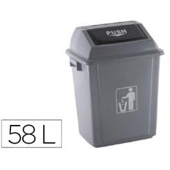 Papelera contenedor Q-CONNECT plastico con tapa de balancin 58 litros gris 470x330x760 mm