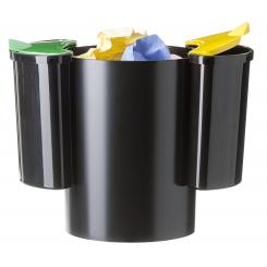 Papelera ecológica Archivo 2000 17 litros 2 selectores reciclaje 455x360 mm negra tapas amarilla/verde