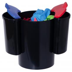 Papelera ecológica Archivo 2000 17 litros 2 selectores reciclaje 455x360 mm negra tapas azul/roja