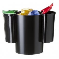 Papelera ecológica Archivo 2000 17 litros 2 selectores reciclaje 455x360 mm negra tapas verde/roja