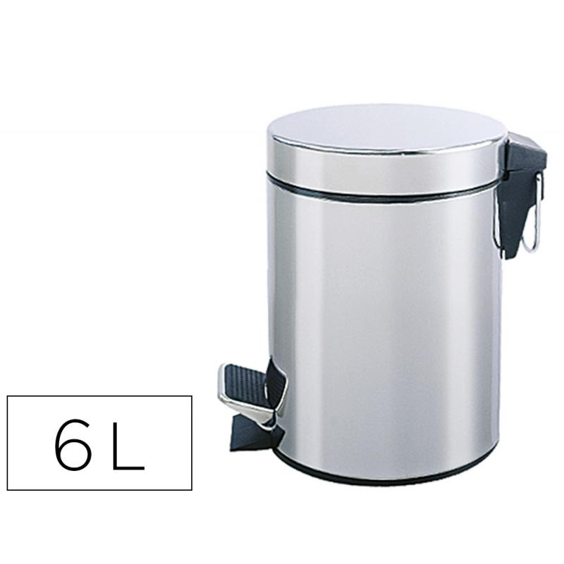 papelera-metalica-q-connect-con-pedal-cromada-32x21-cm-capacidad-6-litros