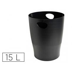 Papelera Plastico EXACOMPTA Ecoblack Negro 15 Litros