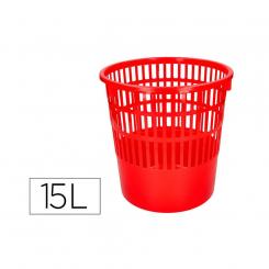 Papelera plastico Q-CONNECT 15 litros rejilla color rojo 285x290 mm