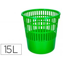 Papelera plastico Q-CONNECT 15 litros rejilla color verde 285x290 mm