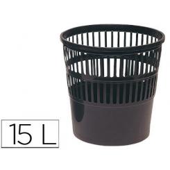 Papelera plastico Q-CONNECT 15 litros rejilla color negro 285x290 mm