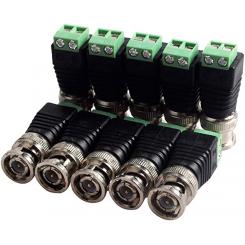 Paquete de 10 terminales de tornillo coaxial Cat5 a BNC macho Video Balun Conector