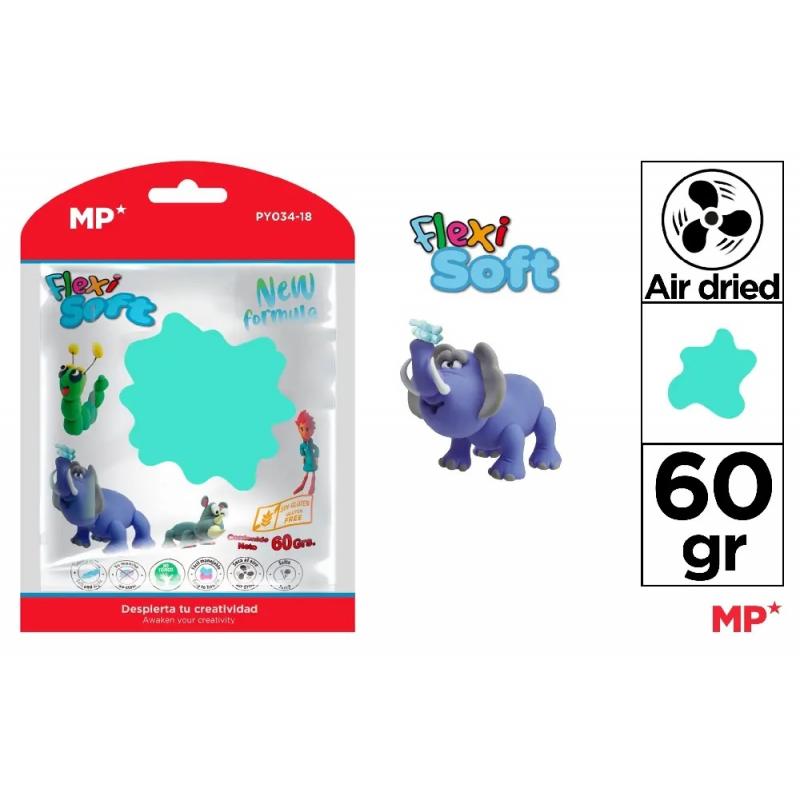 Pasta de moldear MP FLEXI SOFT 60 grs, color esmeralda turquesa