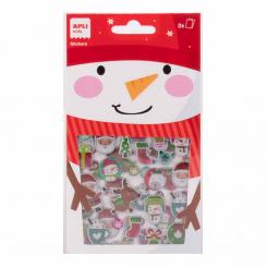 PEGATINAS PUFFY MUÑECO NIEVE 2 HOJAS