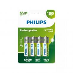 PHILIPS Pila recargable HR6 AA 1300mAh blister*4
