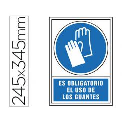 Pictograma Syssa Señal De Obligacion Es Obligatorio El Uso De Los Guantes En PVC 245X345 mm