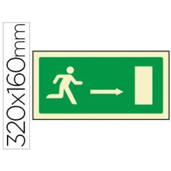Pictograma Syssa Señal De Salida Emergencia Flecha Derecha En PVC Fotoluminiscente 320X160 mm