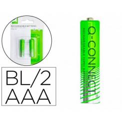 Pila Q-CONNECT alcalina AAA recargable blister de 2 unidades