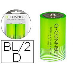 Pila Q-CONNECT alcalina d blister de 2 unidades