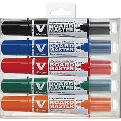 PILOT Estuche 5 uds Rotulador Pizarra Blanca Recargable V Board Master colores surtidos