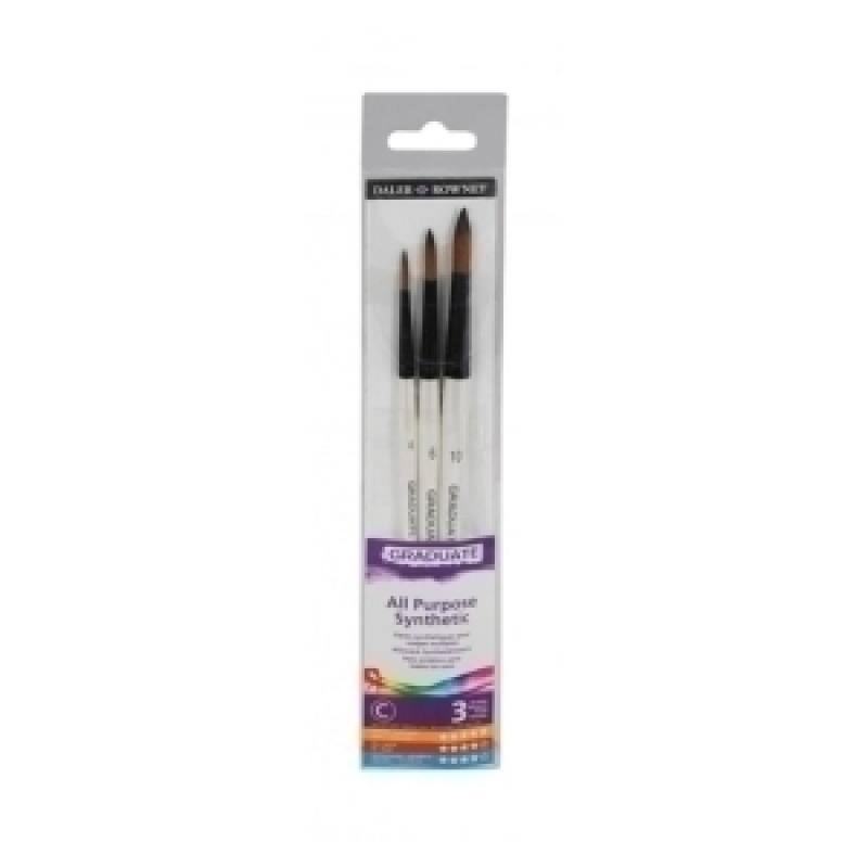 pincel-daler-rowney-graduate-redondo-mango-corto-blister-de-3