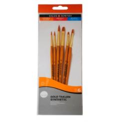 Pinceles DALER ROWNEY simply art sintético mango corto dorado, blíster de 6 uds.
