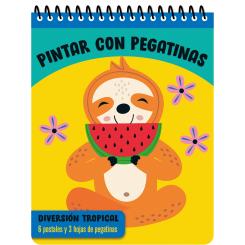 PINTAR CON PEGATINAS - Diversión tropical ( Ed. Saldaña)