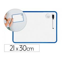Pizarra Blanca LIDERPAPEL 21X30 cm magnética doble cara lisa con rotulador, imán y borrador
