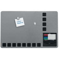 Pizarra magnética NOBO combinada con cuadrículas espuma + Kit escritura 610x390 mm plata