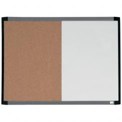 Pizarra magnética y tablero de noticias corcho (división vertical) NOBO 585X430 mm, marco colores surtidos (blanco, gris o negro)