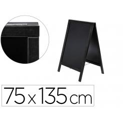 Pizarra negra LIDERPAPEL caballete doble cara de madera con superficie para rotuladores 75x135 cm