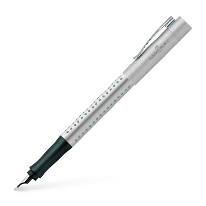 Pluma FABER-CASTELL Grip 2011 Trazo Medio Metalico Plateado