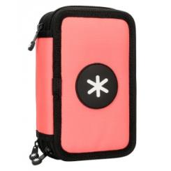 Plumier Escolar ANTARTIK triple cremallera color Coral 36 Piezas