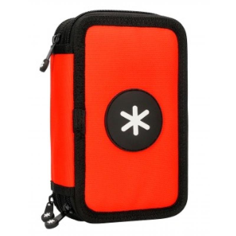 plumier-escolar-antartik-triple-cremallera-color-rojo-36-piezas