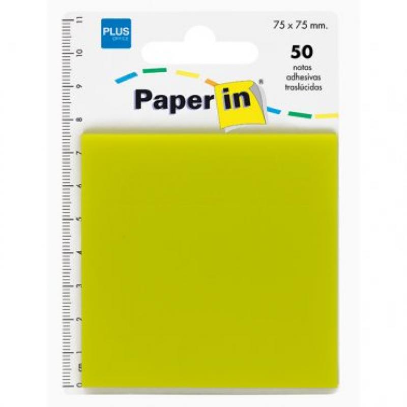 plus-office-bloc-notas-adhesivas-traslucidas-paper-in-75mmx75mm-amarillas-50-hojas