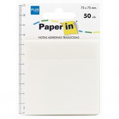 PLUS OFFICE Bloc Notas Adhesivas Traslúcidas Paper In 75mmx75mm Blancas (50 hojas)