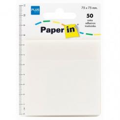 PLUS OFFICE Bloc Notas Adhesivas Traslúcidas Paper In 75mmx75mm Blancas (50 hojas)