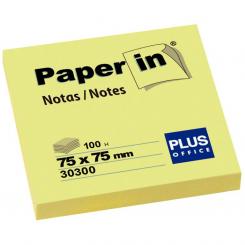 Plus Office Notas adhesivas Paper-In 75X75 100H Amarillo