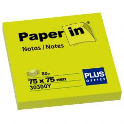 Plus Office Notas adhesivas Paper-In 75X75 80H Amarillo Neon