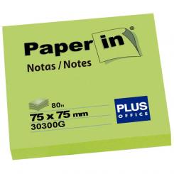 Plus Office Notas adhesivas Paper-In 75X75 80H Verde Neon