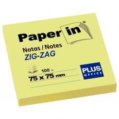 Plus Office Notas adhesivas Paper-In 75X75 Zig-Zag Amarillo