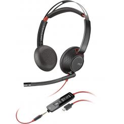 POLY Auriculares Blackwire 5220 estéreo USB-C + conector de 3,5 mm + adaptador USB-C/A (paquete)