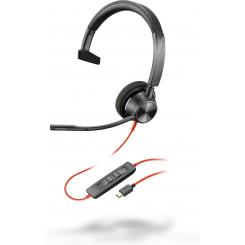 POLY Auriculares monoaurales Blackwire 3310 USB-C + Adaptador USB-C/A