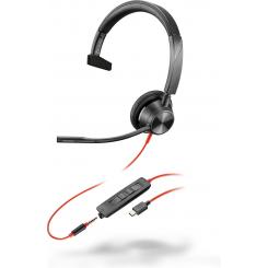 POLY Auriculares monoaurales Blackwire 3315 USB-C + Conector de 3,5 mm + Adaptador USB-C/A