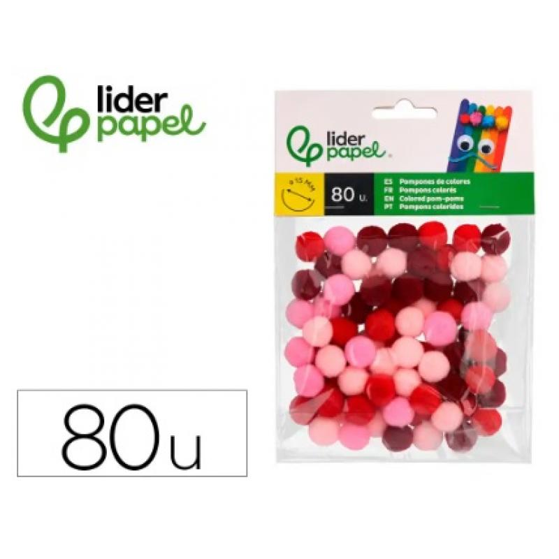 pompones-de-colores-liderpapel-15-cm-tonalidades-rojas-bolsa-con-80-unidades