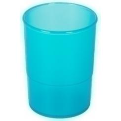 Porta Lapices Plastico Redondo Traslucido Azul
