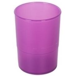 Porta Lapices Plastico Redondo Traslucido Malva