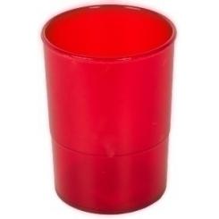 Porta Lapices Plastico Redondo Traslucido Rojo