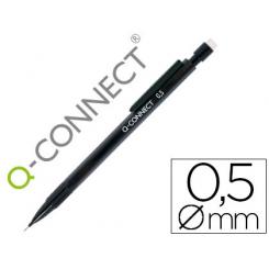 Portaminas Q-CONNECT 0,5 mm con 3 minas cuerpo negro con clip negro
